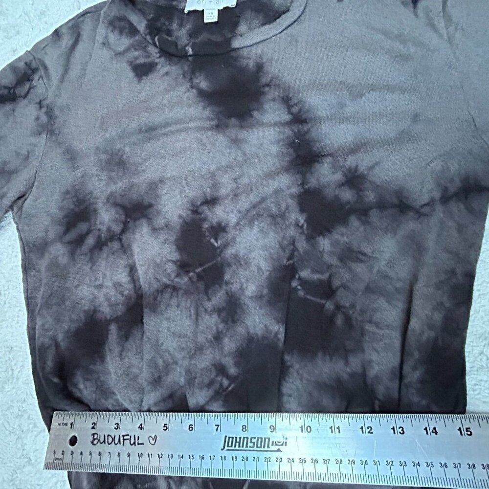 Anthropologie Eri + Ali Women's Tie Dye Sweatshirt Long Sleeve Tee Black Gray XS - Picture 8 of 9